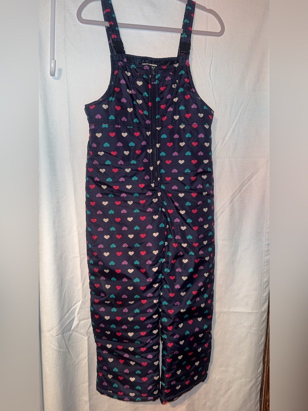 OshKosh B'gosh Navy Heart-Print Insulated Ski Overalls with Multicolor Hearts